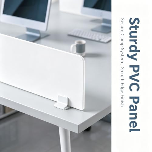 Solid White PVC Desk Divider Freestanding Office Workstation Privacy Partition Screen (B) - color: B