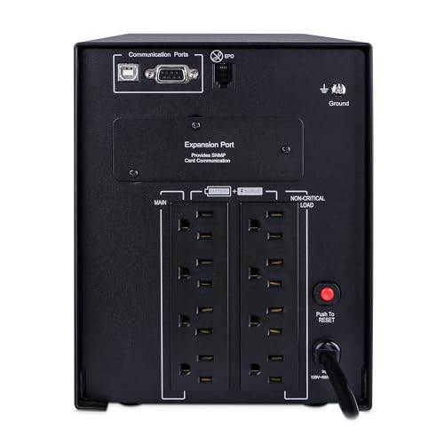 CyberPower PR1000LCD Smart App Sinewave UPS Battery Backup | 1000VA/1000W, 8 Outlets, AVR, Mini-Tower, UL Certified - size: 1000VA