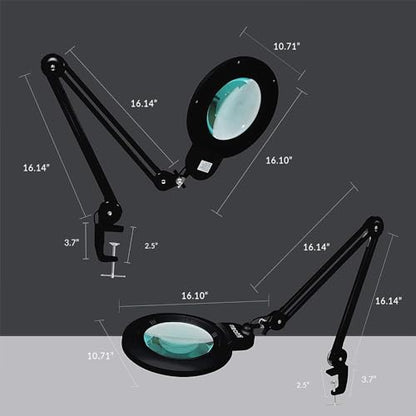 Neatfi Bifocal LED Magnifying Lamp, CCT, 1600 Lumens, 7-Inch Lens (Black) - color: Black