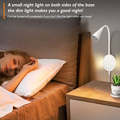 SANKEDOU LED Wall Mount Reading Light, Bedside Reading Lights with Touch Control, 5 Dimmable, USB Output, Night Light & Timers, Flexible Gooseneck Headboard Bed Lights wall Sconce (White-2P) - color: White-2P