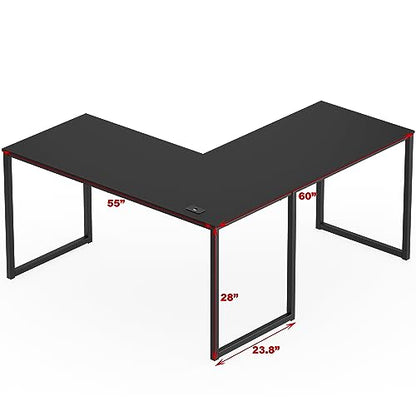 SHW Mission 55 x 60 L-Shape Home Office Computer Desk, Black - color: Black, size: 55-Inch L-Shaped