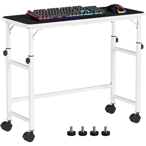 Snughome Mobile Keyboard Tray with Mouse Pad, Height Adjustment 21.6"-31.1", Keyboard Standing Desk, Rolling Under-Desk Extender with Lockable Casters, Desk Accessories for Home Office, White - color: White, size: 21.6"-31.1"