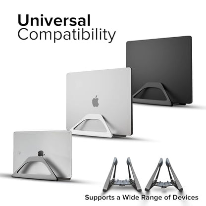 Elestoria Aluminum Vertical Laptop Stand with Gravity Auto-Lock – Adjustable Laptop Holder Vertical fits MacBook Pro/Air, Chromebook & Gaming Laptops up to 17.3" – Space-Saving Desktop Dock - Grey - color: Grey