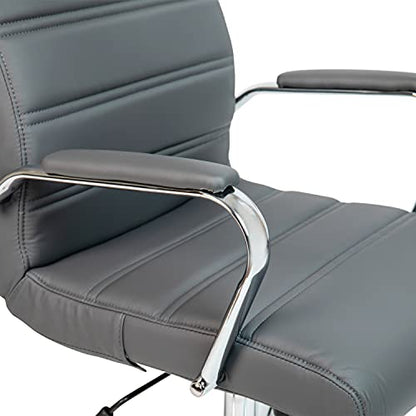 Flash Furniture LeatherSoft Executive Office Chair, Gray/Chrome | 360° Swivel, Height Adjustable, Commercial Grade - color: Gray Leathersoft/Chrome Frame