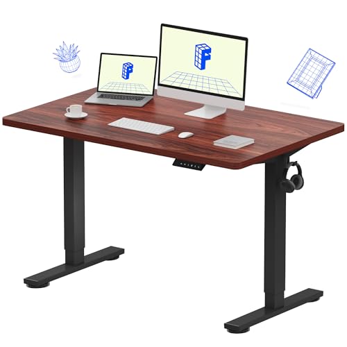 FLEXISPOT EN1 One-Piece Standing Desk, Electric Adjustable with 4 Memory Presets, 176 LBS Capacity, Stable & Quiet, Seamless Desktop for Home Office & Dual Monitors, 48"x30" Mahogany - color: Mahogany, size: 48x30"