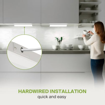 ASD 20 Pack LED Under Cabinet Lighting, 24 inch 12W 822 LM, Dimmable Hardwired Under Cabinet Lights for Kitchen, 3000K/4000K/5000K, Under Counter Light Fixtures, ETL, White, Bullnose Design - color: 24 Inch White, size: 20 Pack