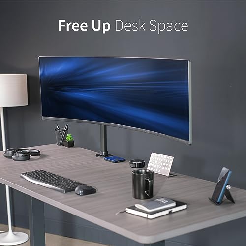 VIVO Single Large Monitor Arm Desk Mount, Holds Screens up to 45 inch Ultrawide, Fully Adjustable Stand with C-Clamp and Grommet Base, VESA 75x75mm or 100x100mm, Black, STAND-V149