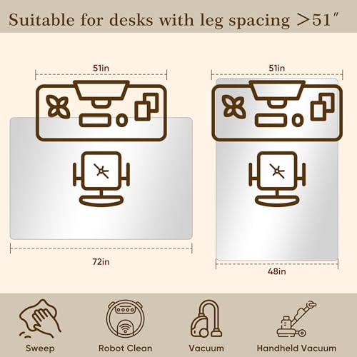 48"x72" Tempered Glass Office Chair Mat for Carpet & Hardwood Floor | 1/5" Thick Clear Floor Protector Desk Chair Mat with Rounded and Polished Edges, Resist Scratching, Cracking, Curling - size: 48"x72"