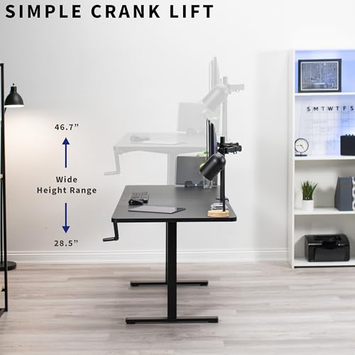VIVO Manual Height Adjustable 71 x 30 inch Stand Up Desk, Light Wood Table Top, Black Frame, Standing Workstation with Foldable Handle, DESK-KIT-MB7C - color: Light Wood Top / Black Frame, size: 71" x 30"