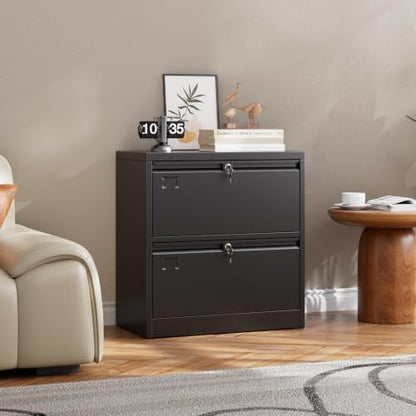 METAN 2 Drawer Lateral File Cabinet with Lock, Assembly Required