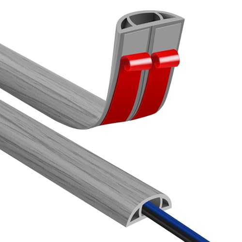 Floor Cord Covers for Wires 10FT Cable Hider Wire Cover Self Adhesive Cord Hider Floor for Offices, Homes, Workshops, Warehouses Cable Cavity 0.39" W x 0.27" H - color: Grey Wood, size: 1.18" x 10'
