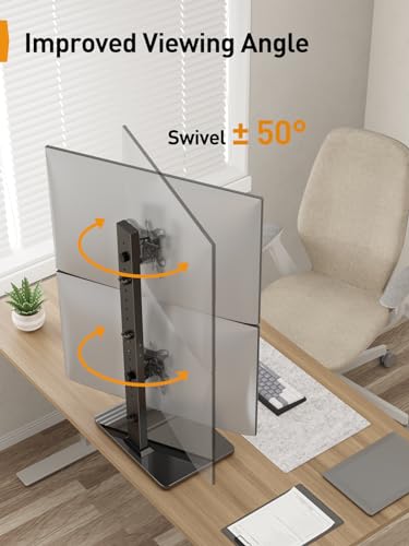 Perlegear Dual Vertical Monitor Stand for 13–40 inch Screens up to 44 lbs - size: 13-40 inch