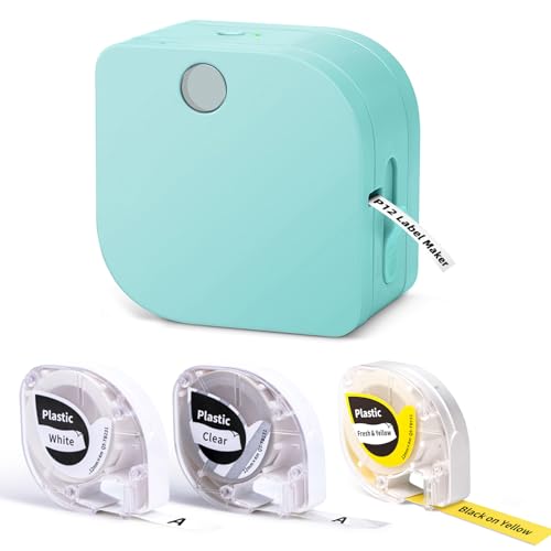 Phomemo Label Maker Machine with 3 Tapes, P12 Small Bluetooth Label Makers | Ribbon Printer Machine, Mini, Multiple Templates for Teacher School Items, Home, Cloth Name Tag, Gift Wrap, Green - color: Green, style: 1 Printer with 3 Tape
