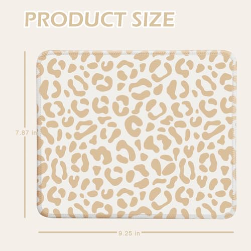 Mouse Pad for Desk with Stitched Edge, Premium Cute Washable Mouse Pads. Computer Mousepad with Non-Slip Rubber Base, Mousepads for Laptop, 9.25x7.75x0.12 inch (Leopard Grace) - color: Leopard Grace