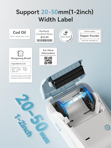 NIIMBOT B1 Label Maker Machine with 3 Tapes, 2Inch Thermal Label Printer - color: Light Blue, style: 1 Printer+3 Roll Labels
