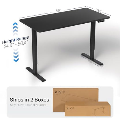 VIVO Black 60 x 24 in Standing Desk, DESK-KIT-2B6B - color: Black Top / Black Frame, size: 60 x 24