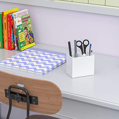 NIUBEE White Acrylic Pen Holder 2 Compartments, Desk Office Pencil Cup Desk - color: White, size: 2 Cube