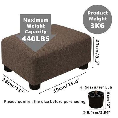 CAROLMADE Small Foot Stool Ottoman Footstool with Legs Under Desk Footrest for Living Room Bedroom and Office,Linen-Brown - color: Brown, size: 11"d X 15.4"w X 8.3"h