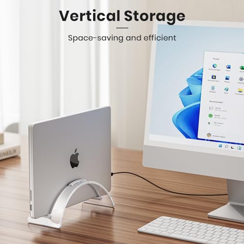 Acrylic Vertical Laptop Stand for Desk,Acrylic Invisible Desktop Notebook Dock,Vertical Laptop Holder Space-Saving Organizer for All MacBook, Surface, Samsung, HP, Dell - color: Clear