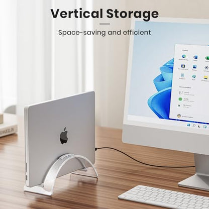 Acrylic Vertical Laptop Stand for Desk,Acrylic Invisible Desktop Notebook Dock,Vertical Laptop Holder Space-Saving Organizer for All MacBook, Surface, Samsung, HP, Dell - color: Clear
