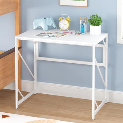 Elephance Folding Desk Writing Computer Desk for Home Office No-Assembly - color: White, size: 31.5 Inch