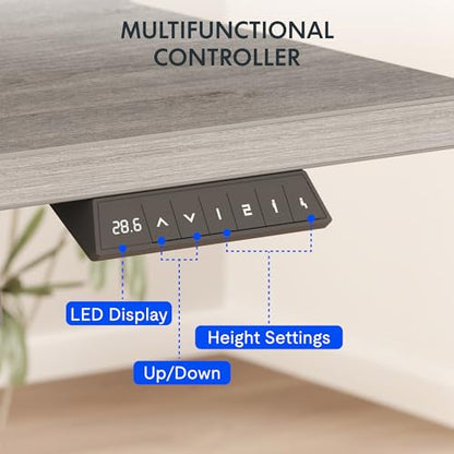 FLEXISPOT EN2 60"x24" Whole-Piece Standing Desk with Power Strip | Whole-Piece Desktop, Easy-Access Clamp Power Strip, Organized Cable Management, Modern Home Office Setup, Gray Wood Grain - color: Gray Wood Grain + White Frame, size: 60x24"