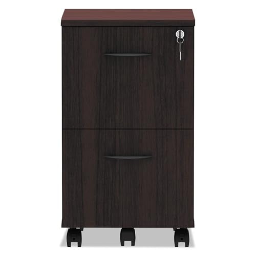 Alera Alera Valencia Series Mobile Pedestal, Left Or Right, 2 Legal/Letter-Size File Drawers, Mahogany, 15.38" X 20" X 26.63"