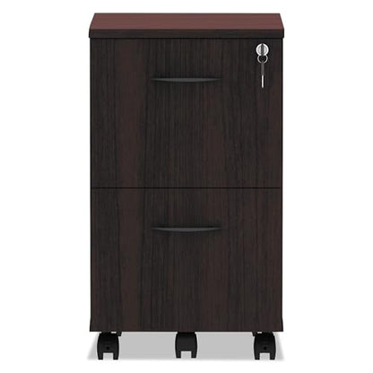 Alera Alera Valencia Series Mobile Pedestal, Left Or Right, 2 Legal/Letter-Size File Drawers, Mahogany, 15.38" X 20" X 26.63"