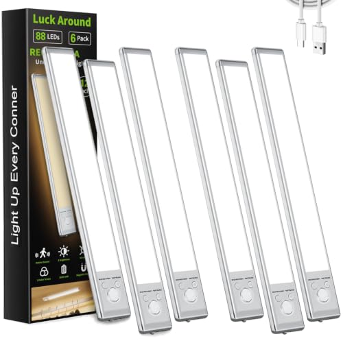 6 Pack Under Cabinet Lighting, 12in Rechargeable Motion Sensor Light Indoor - size: 12inch-6pack