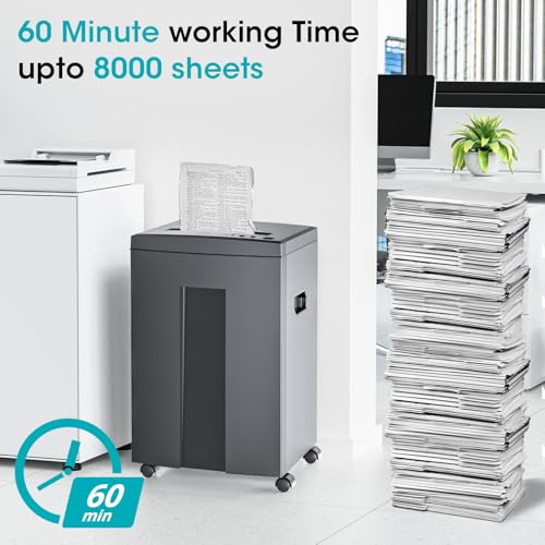 WOLVERINE SD9611 Quiet P4 Cross Cut Shredder, 18-Sheet 60 Min Gray ETL | Ultra quiet P4 cross cut shredder, 18-sheet capacity, 60 mins continuous run, P4 security, ETL certified for home & office - size: 18-Sheet Level P4-Grey