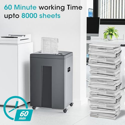 WOLVERINE SD9611 Quiet P4 Cross Cut Shredder, 18-Sheet 60 Min Gray ETL | Ultra quiet P4 cross cut shredder, 18-sheet capacity, 60 mins continuous run, P4 security, ETL certified for home & office - size: 18-Sheet Level P4-Grey