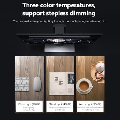 Monitor Light Bar, Touch E-Reading Monitor Light Lamp, No Screen Glare Stepless Dimming USB LED Hanging Light for Work and Office