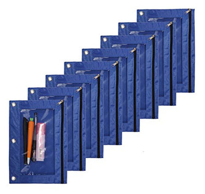 Zippered Binder Pen Pencil Pouch - color: Blue