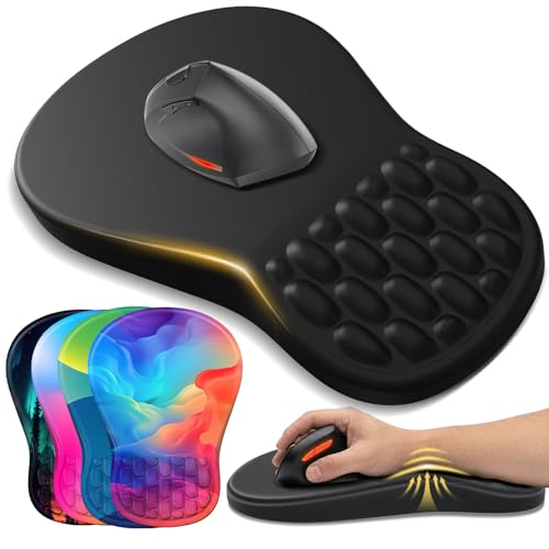 YIWEI Ergonomic Mouse Pad with Wrist Rest for Carpal Tunnel Pain Relief - color: Black
