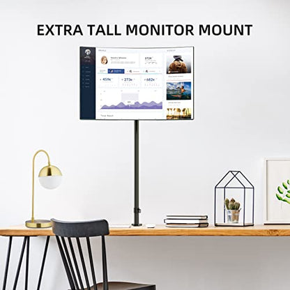 Pholiten Tall Single Monitor Mount with 47" Pole for 13-27" Screen