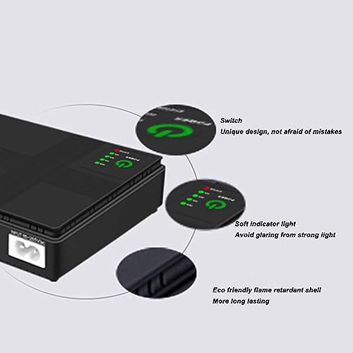 UPS Battery Backup 10400mAh, DC USB Input Uninterruptible Power Supply, Output DC 5V 9V 12V at 2A & POE 15V 24V at 1A, Backup Battery for Router, Modem, Camera, Phone (US