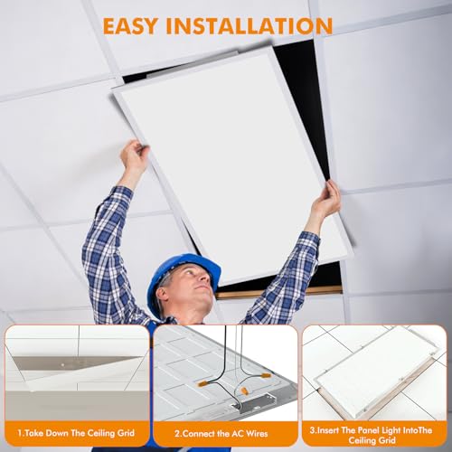 2x4 LED Flat Panel Light 6 Pack, 70W 9310Lm with Wireless Switch