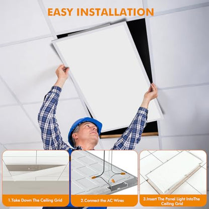 2x4 LED Flat Panel Light 6 Pack, 70W 9310Lm with Wireless Switch