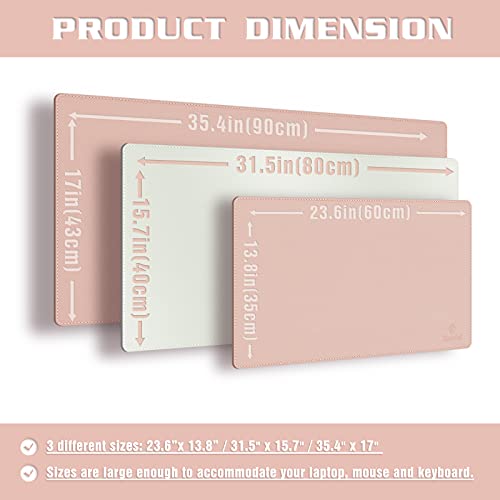 K KNODEL Small Sewing Leather Desk Mat, Desk Pad (Pink, 23.6" x 13.8") - color: Pink/Silver, size: 23.6" x 13.8"