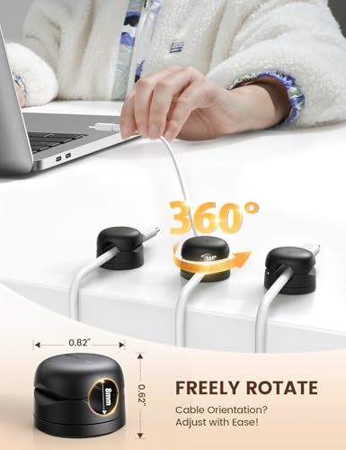 Lamicall 6 Pack Rotatable Cord Organizer, 1s Lock Spring Cable Holder Clips - size: 6Pack - Rotatable