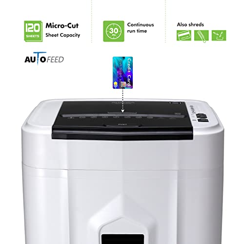 Aurora AU120MB 120-Sheet Auto Feed High Security Micro-Cut Paper Shredder / 30 Minutes (White/Black) - style: 120-Sheet AutoFeed MicroCut (White)