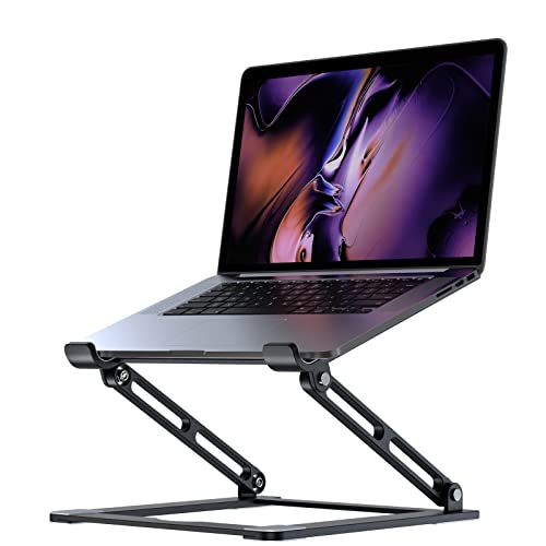Laptop Stand for Desk, Adjustable Laptop Stand Holder Portable Laptop Riser with Multi-Angle Height Adjustable Computer Stand for MacBook Air/Pro and More Notebooks 10-17.3"-Black - color: B-Black