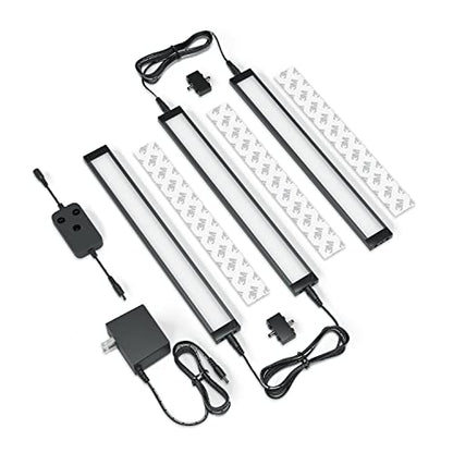 EShine 3 Pack 12 inch Black Smart Dimmable LED Under Cabinet Lighting Kit Compatible with Alexa, Google - Cool White (6000K) - color: Cool White (6000 K), size: 3 pack 12 Inch