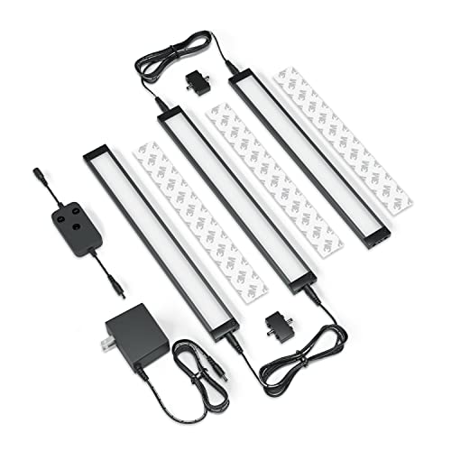 EShine 3 Pack 12 inch Black Smart Dimmable LED Under Cabinet Lighting Kit Compatible with Alexa, Google - Warm White (3000K) - color: Warm White (3000 K), size: 3 pack 12 Inch
