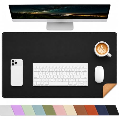 AFIING Desk Mat, Black, 31.5" x 17", Cork Desk Pad Protector - color: Black, size: 31.5" x 17"