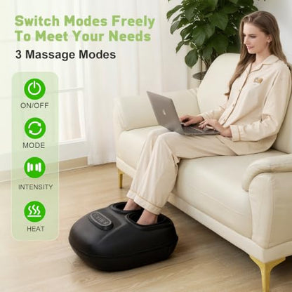 LINGTENG Foot Massager, Heated Foot Massager (Agate Black) | Deep Kneading-Detachable Washable-Home Office Underdesk-Men Women Parent Senior-Birthday Anniversary Christmas Valentine Gift - color: Agate Black