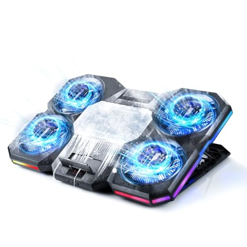 Laptop Cooling Pad with Thermoelectric Cooler and 4 Fans, Powerful Laptop Cooler, Independent Control, Multi-Gear Adjustment, RGB