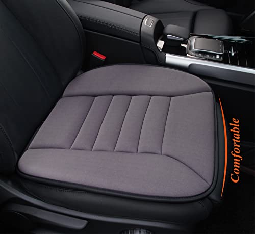 kingphenix Memory Foam Car Seat Cushion for Driver and Office Chair Comfort | 1.2-Inch-Thick Memory Foam Seat Pad, Soft, Breathable Fabric, Non-Slip Silicone Bottom for Long Drives and Office Use, Black - color: Dark Grey, size: 1 Front Seat Cushion