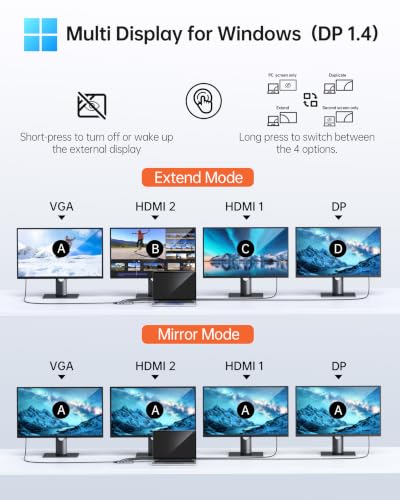 Selore USB C Docking Station Dual Monitor,Laptop Docking Station 3 Monitors - color: Dark Gray