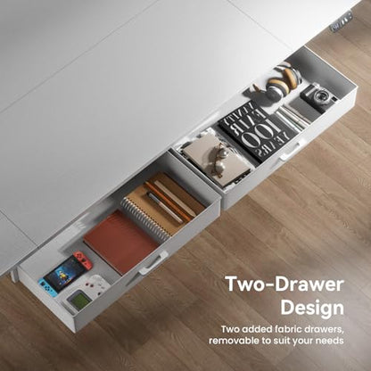 HLDIRECT 79" Electric Standing Desk with Power Outlets & 2 Drawers, White - color: White, size: 79 inch